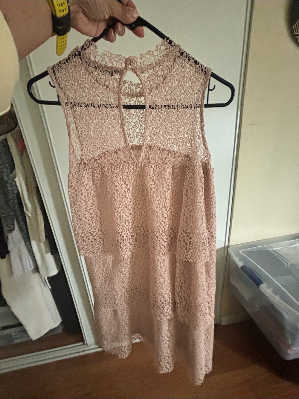Zara Blush Crochet Mini Dress